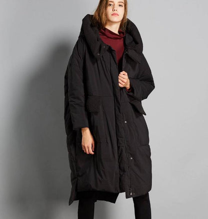 Winter Loose Duck Down Jackets Hooded Warm Women Long Down Coat 2002 VPPBUY shop