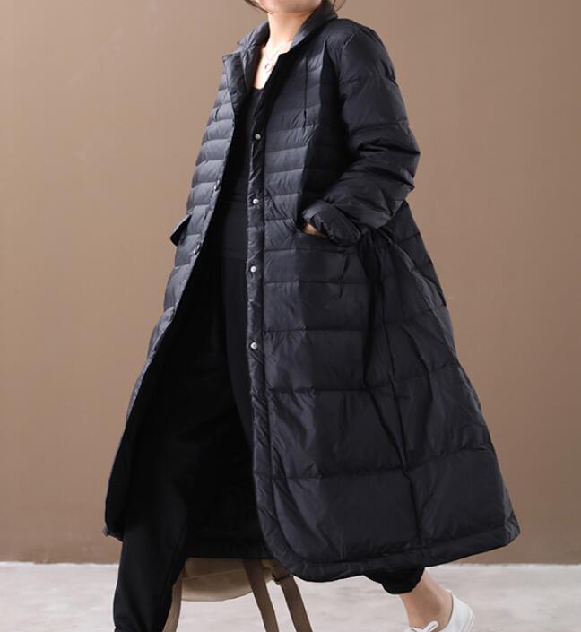 Women Winter A-line Loose Label Collar Side Pockets Down Jacket Women Down Coats VPPBUY shop