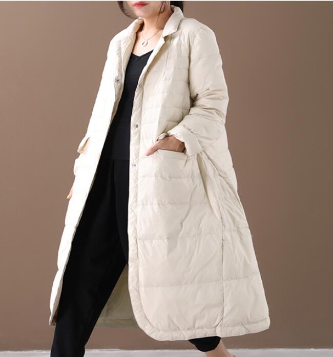 Women Winter A-line Loose Label Collar Side Pockets Down Jacket Women Down Coats VPPBUY shop