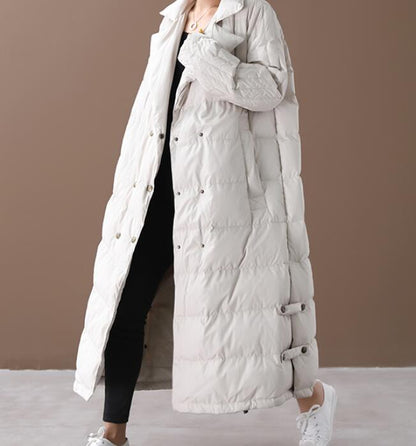 A-line Long Winter Puffer Coat  Side Pockets Down Jacket Women Down Coats 2330 VPPBUY shop