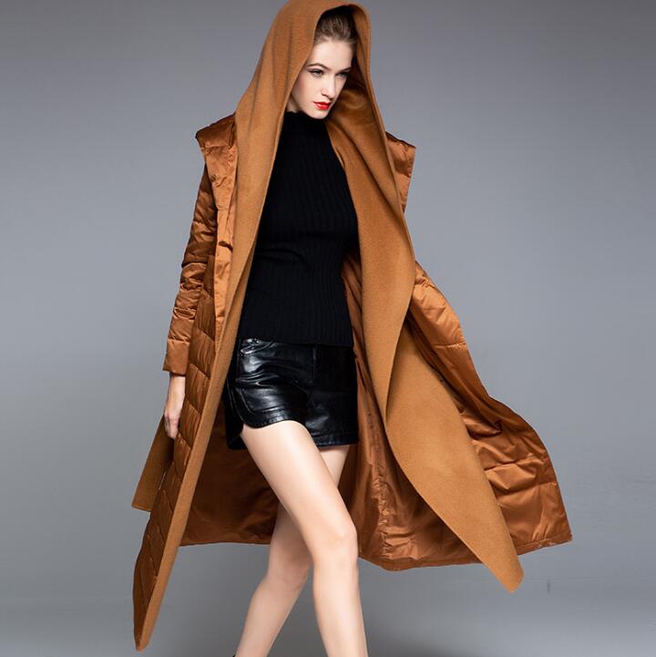 Patchwork Women Down Coat, Winter Loose 90% Hooded Duck Down Jackets, Long Warm Down Coat Any Size VPPBUY shop