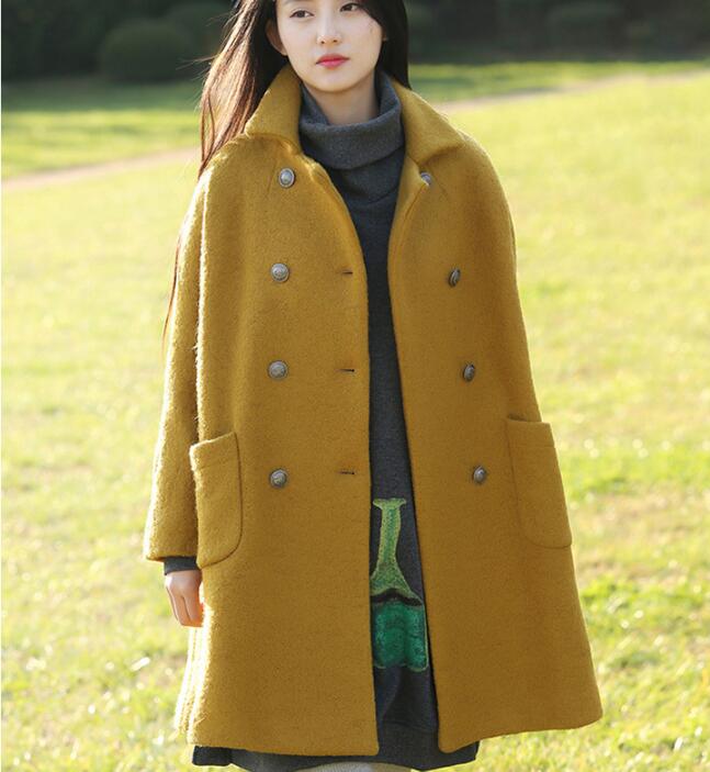 Double Breast Loose A-line Women Coat Winter Wool Coat Plus Size Coat VPPBUY shop