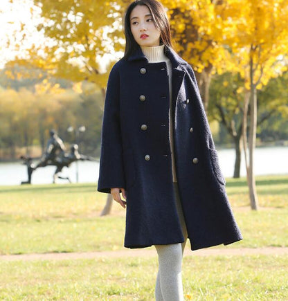 Double Breast Loose A-line Women Coat Winter Wool Coat Plus Size Coat VPPBUY shop