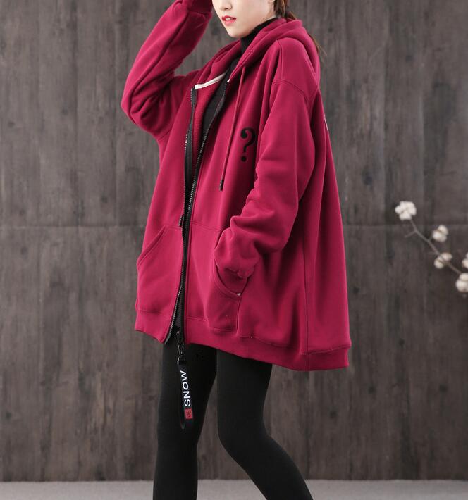 Print Hooded Loose Blouse Spring Tunic Casual Women Zipper Cotton Tops WG961707 VPPBUY shop