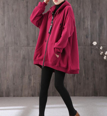 Print Hooded Loose Blouse Spring Tunic Casual Women Zipper Cotton Tops WG961707 VPPBUY shop