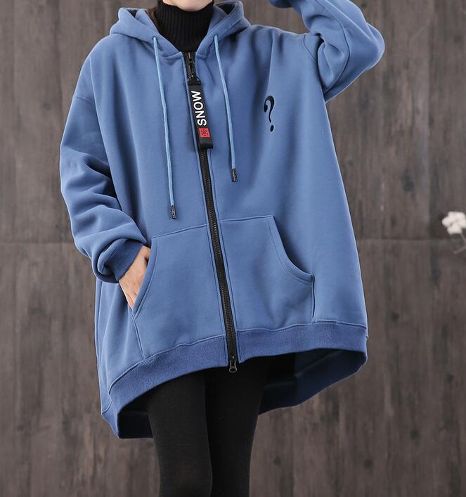 Print Hooded Loose Blouse Spring Tunic Casual Women Zipper Cotton Tops WG961707 VPPBUY shop