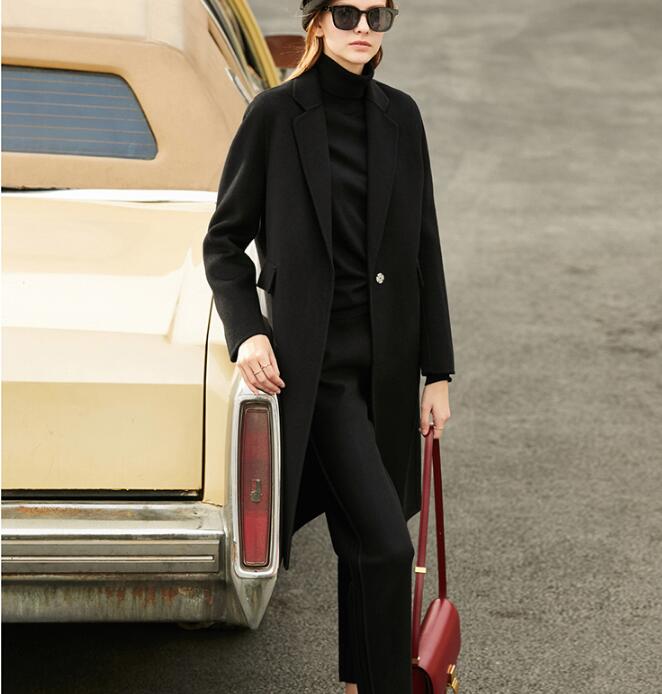 Black Women Winter Double Face Wool Coat Long Wool Coat Jacket 20032 VPPBUY shop