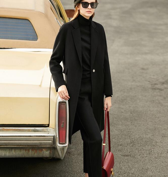 Black Women Winter Double Face Wool Coat Long Wool Coat Jacket 20032 VPPBUY shop