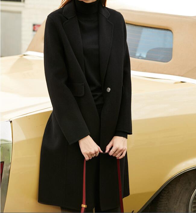 Black Women Winter Double Face Wool Coat Long Wool Coat Jacket 20032 VPPBUY shop