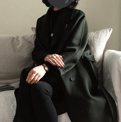 Winter Black Cashere Coats Long Women Wool Coat Jacket VPPBUY shop