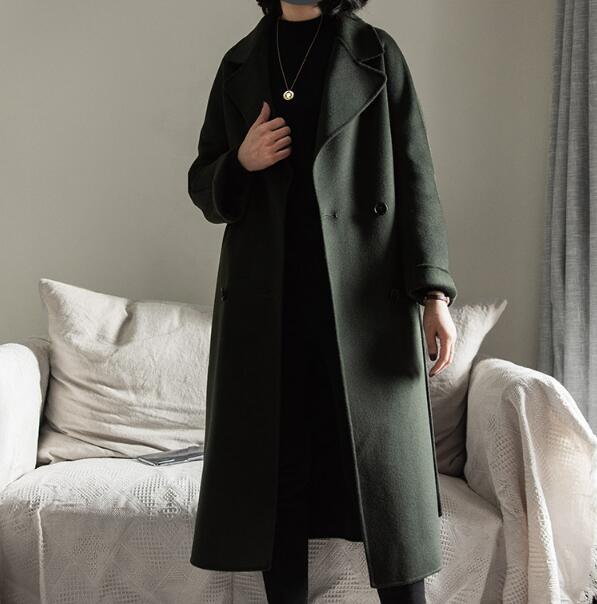 Winter Black Cashere Coats Long Women Wool Coat Jacket VPPBUY shop