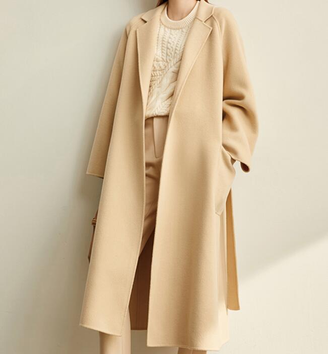 Long Women Winter Woolen Coat Long Women Wool Coat Jacket Waist Belt 3002 VPPBUY shop