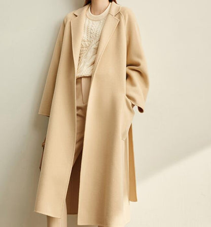 Long Women Winter Woolen Coat Long Women Wool Coat Jacket Waist Belt 3002 VPPBUY shop