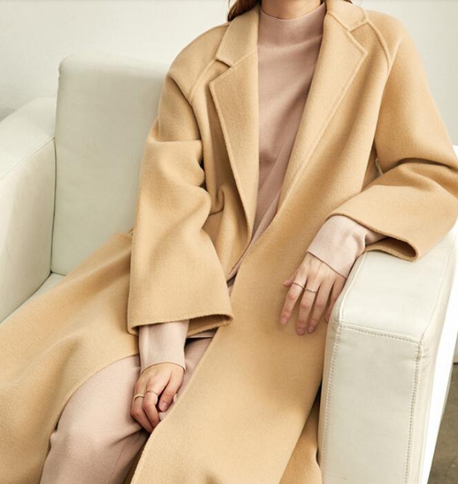 Long Women Winter Woolen Coat Long Women Wool Coat Jacket Waist Belt 3002 VPPBUY shop